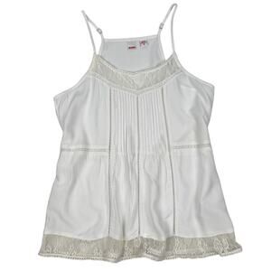 Bongo White Lace Trim Camisole Tunic Boho Romantic Y2K Summer Medium